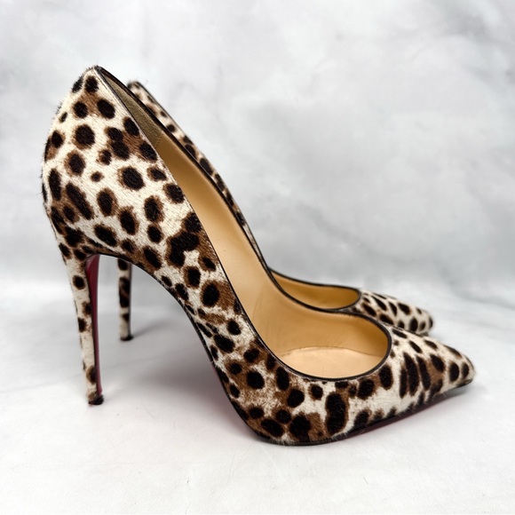 Christian Louboutin Pigalle Follies 100 Leopard Pony Hair Pointed Toe Pump Heels - Picture 2 of 14
